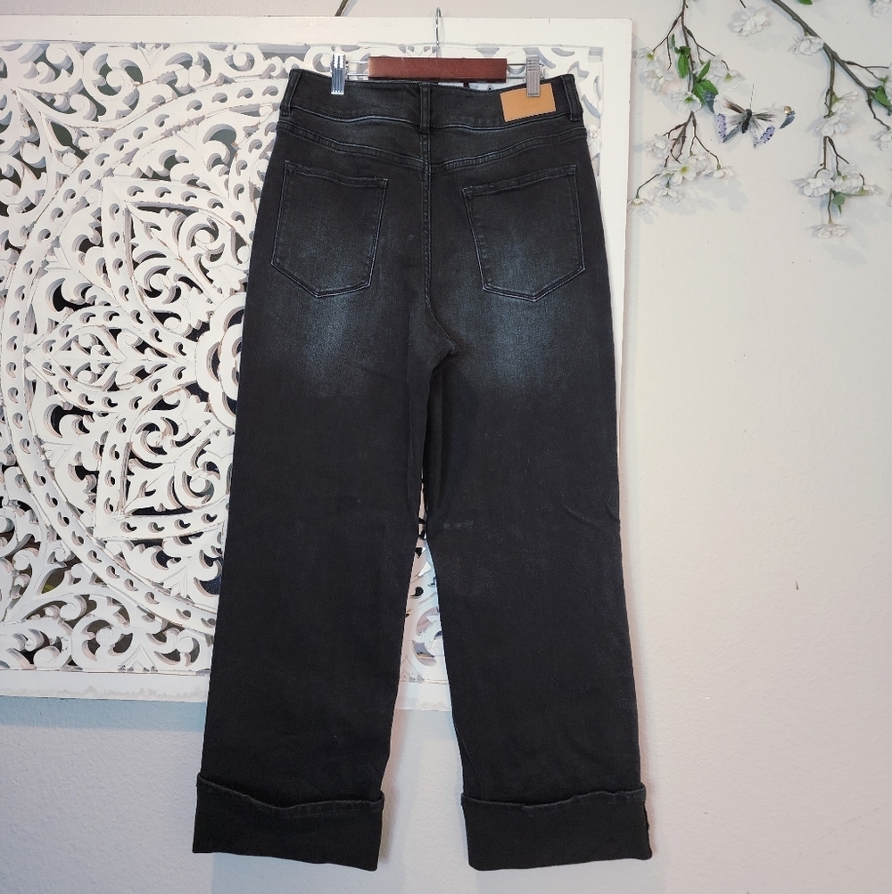 DEAR JOHN DENIM  HOLLY SUPER HIGH RISE WIDE HEMMED JEANS | JET SET WASH SZ 30 - Picture 5 of 16